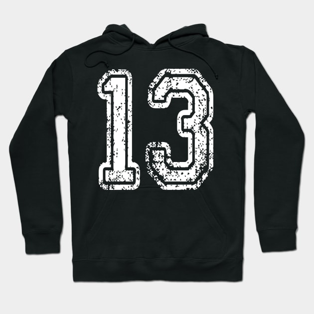 Number 13 Grungy in white Hoodie by Sterling